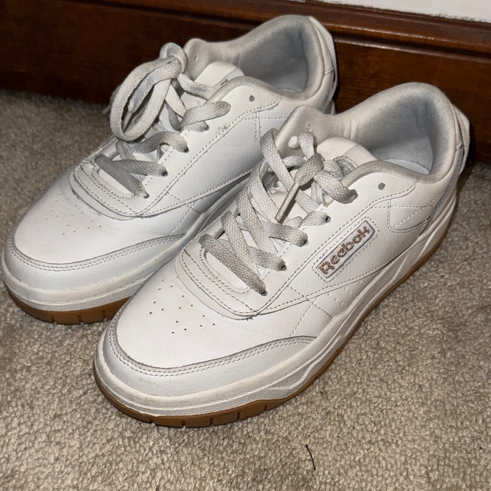 Reebok Classic White Sneakers with Brown Sole